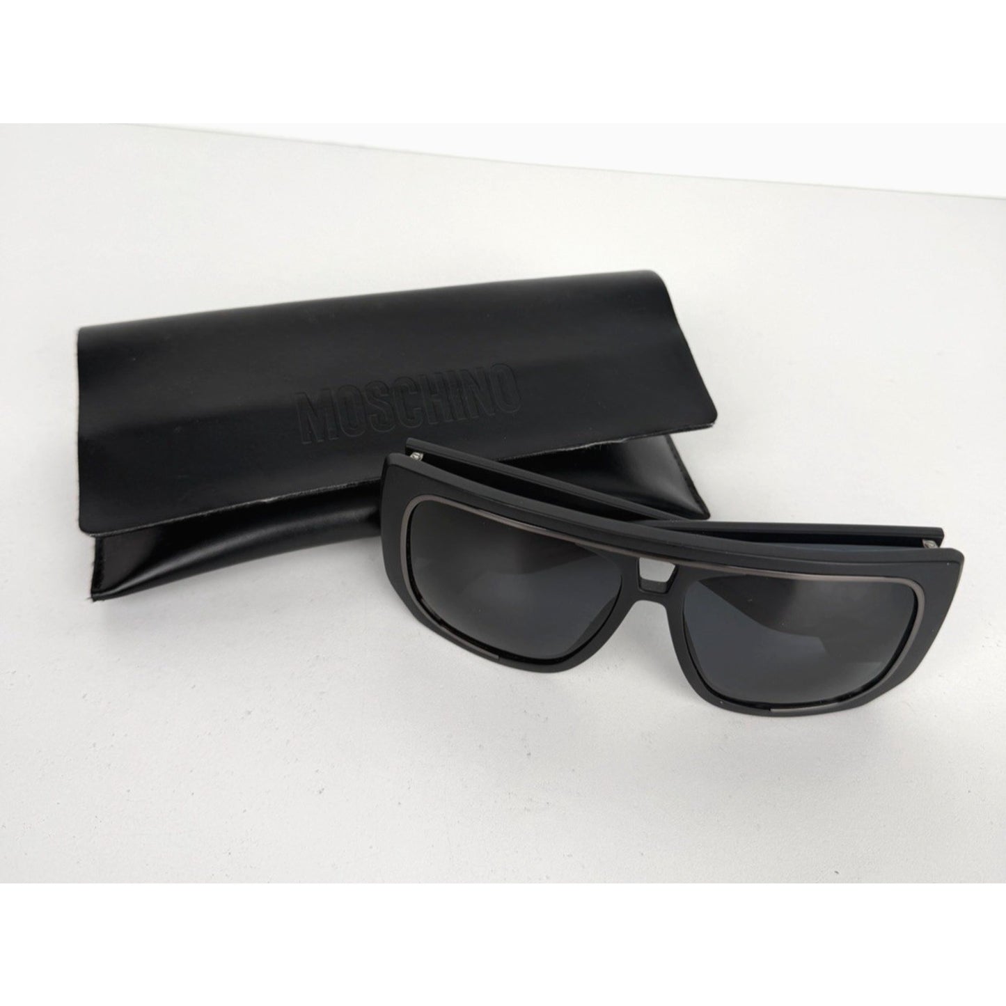 Moschino MOS021/S Square Sunglasses 145 in Matte Black with Dark Lenses