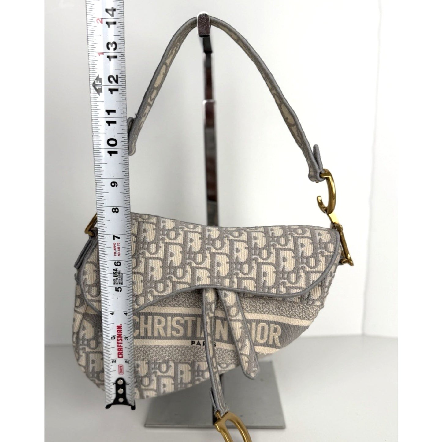 Christian Dior Oblique Embroidered Saddle Bag in Gray Canvas 2021 D8