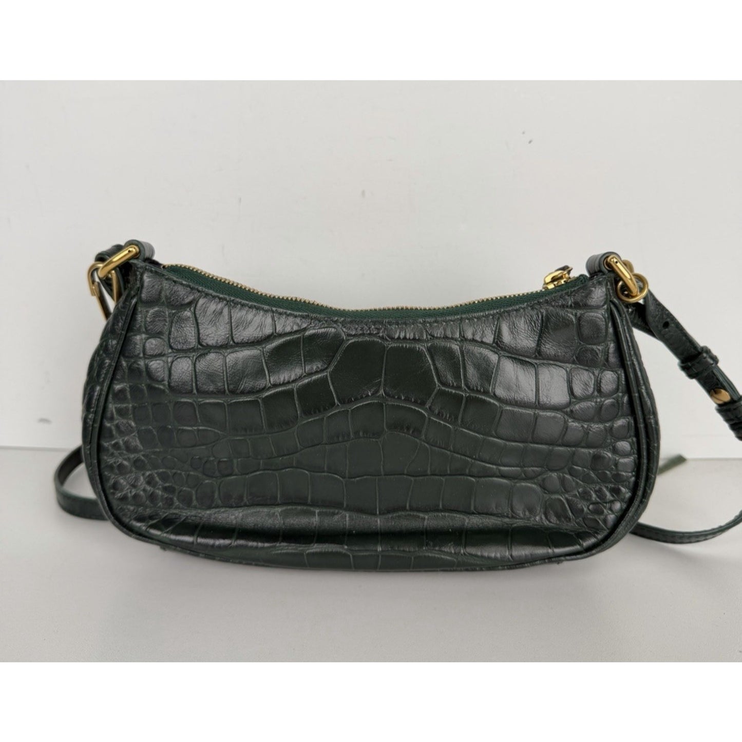 Balenciaga Le Cagole Mini Shoulder Bag in Dark Green Croc-Embossed Leather S-01