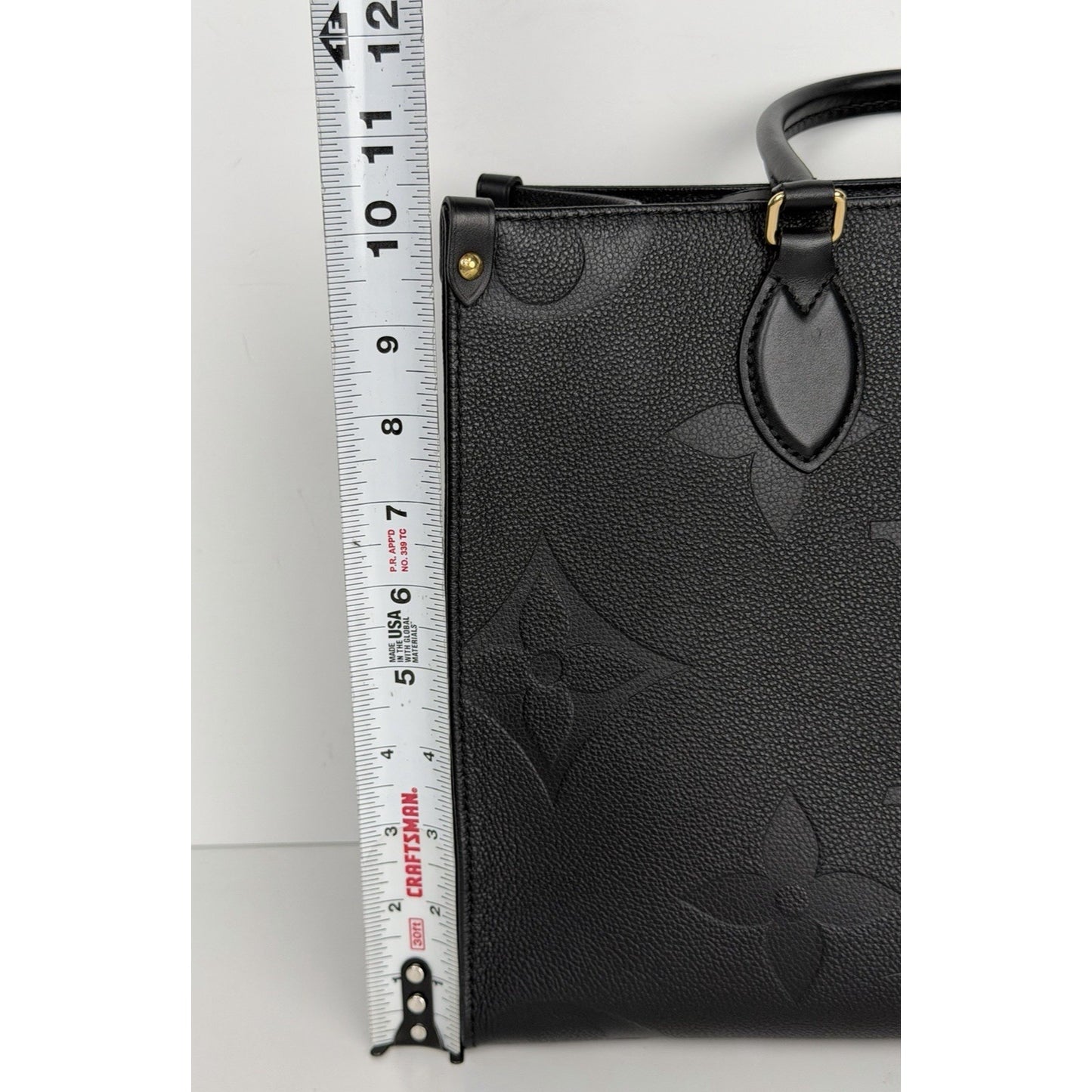 Louis Vuitton OnTheGo MM Tote Bag Black Monogram Empreinte Leather NFC C4