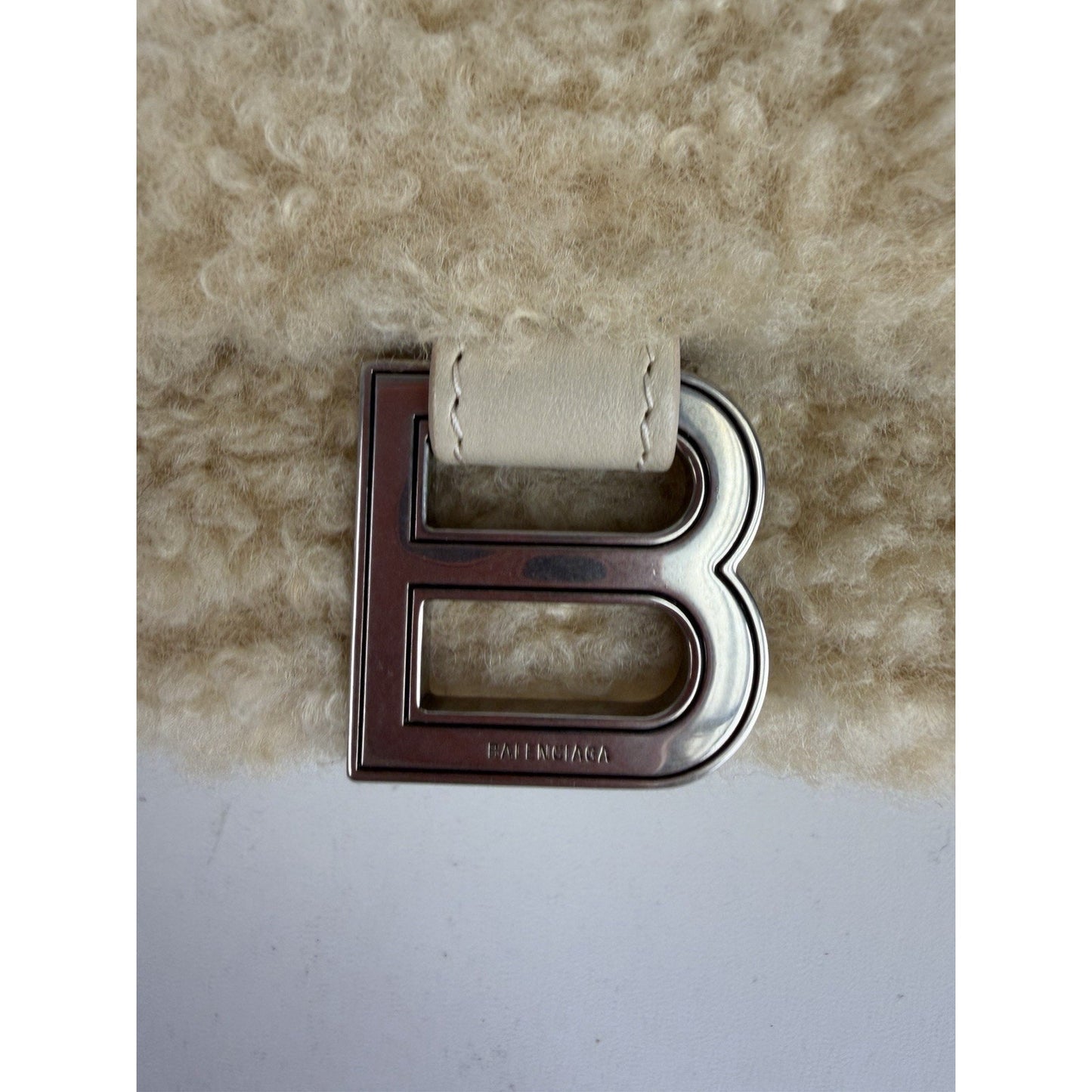 Balenciaga Crush Small Chain Bag in Beige Curly Fake Shearling E7