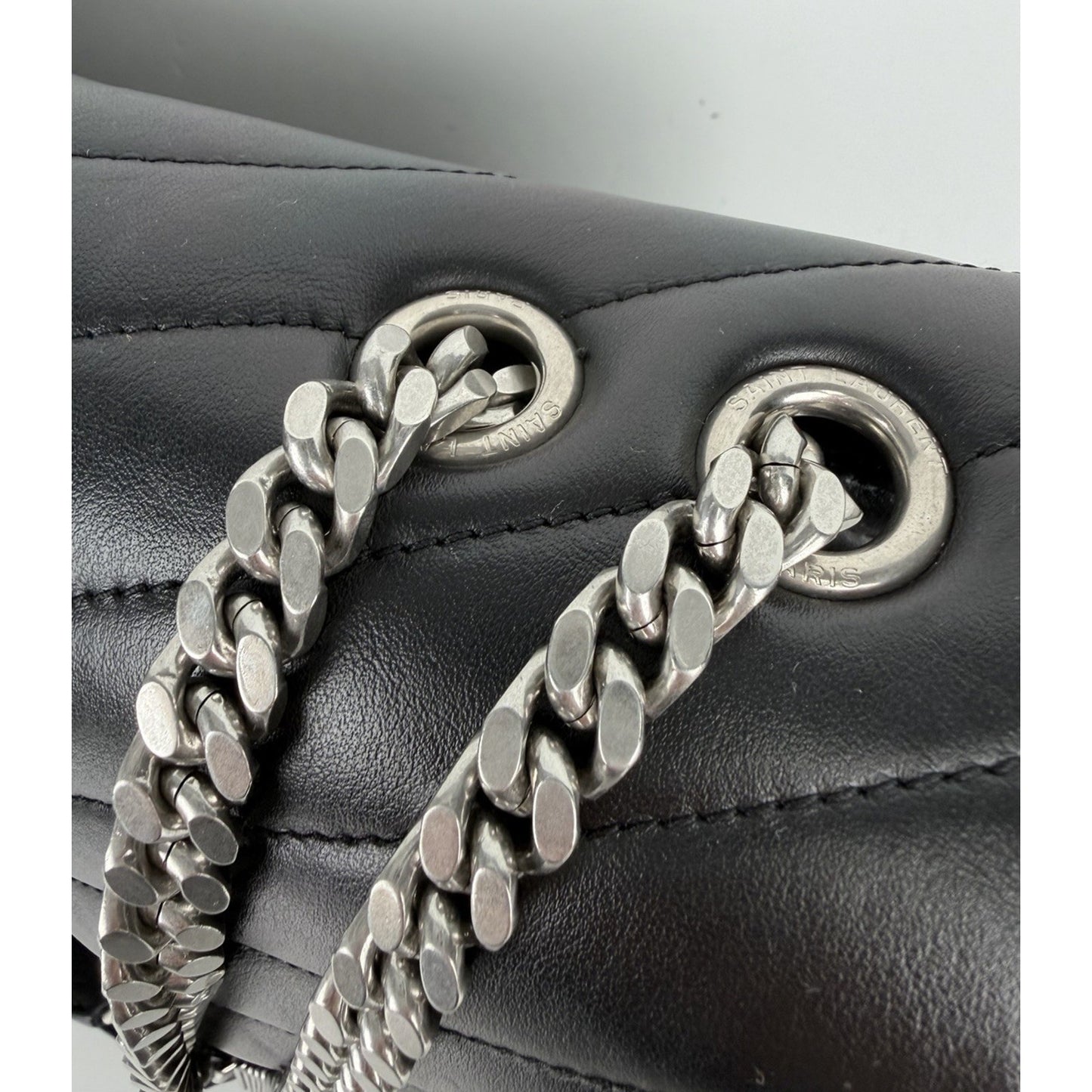 Saint Laurent Loulou Shoulder Bag Large Black Quilted Leather Silver Hardware B2