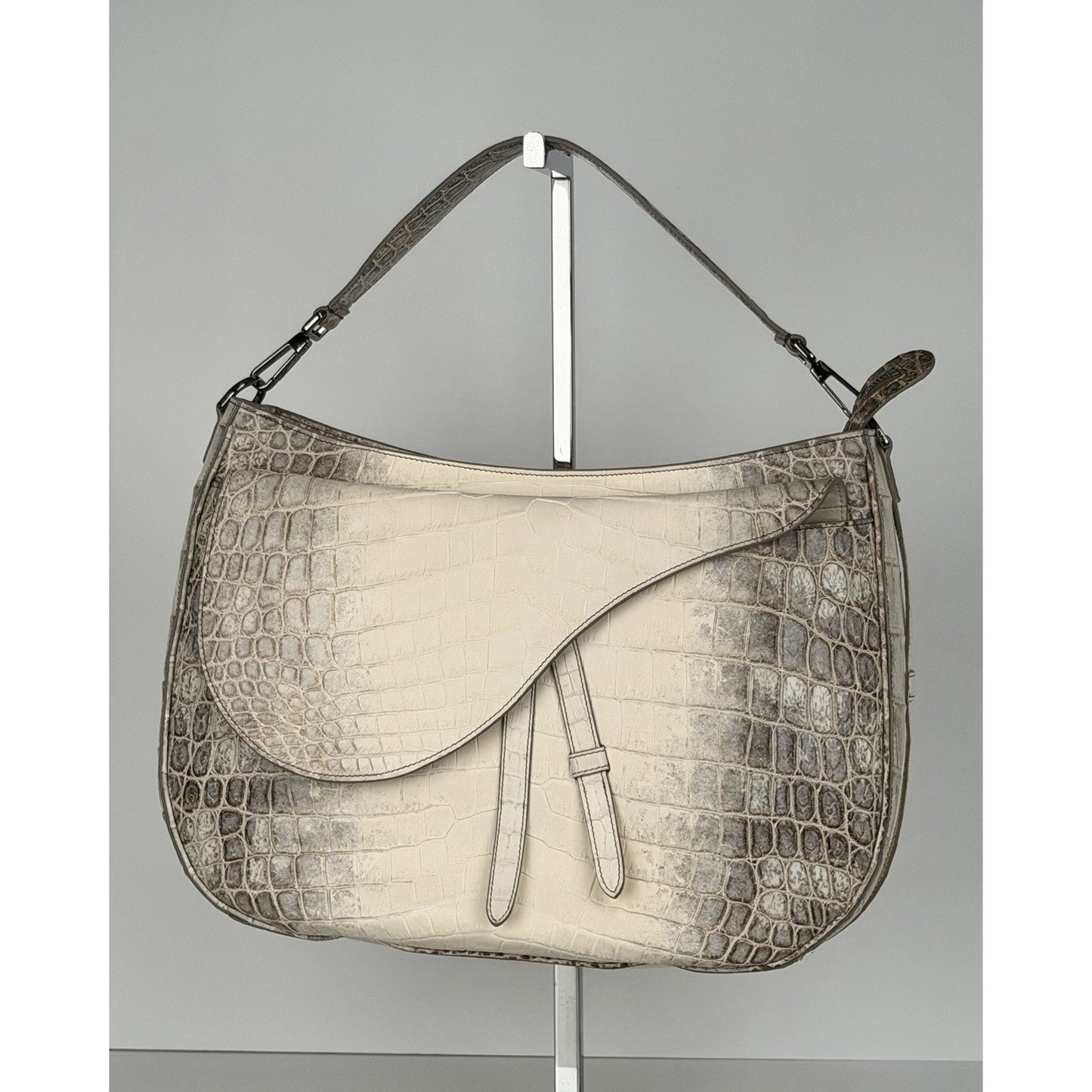 Chritian Dior Himalayan Crocodile XL Soft Saddle Men’s Bag Beige