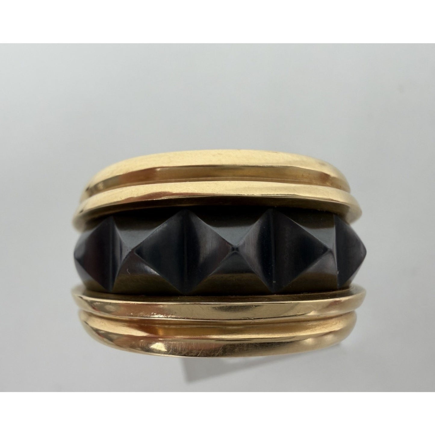 David Yurman Men's Pyramid Signet Ring in Black Titanium with 18K Yellow Gold