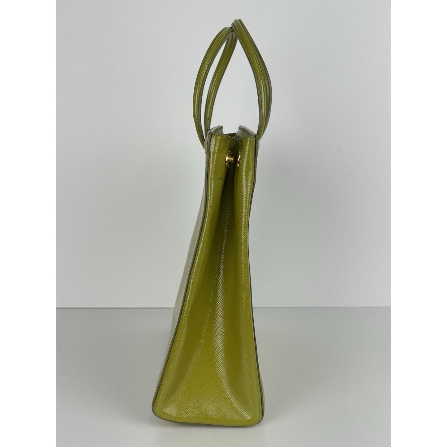 Prada Saffiano Leather Tote Bag Green with Gold Hardware D-1