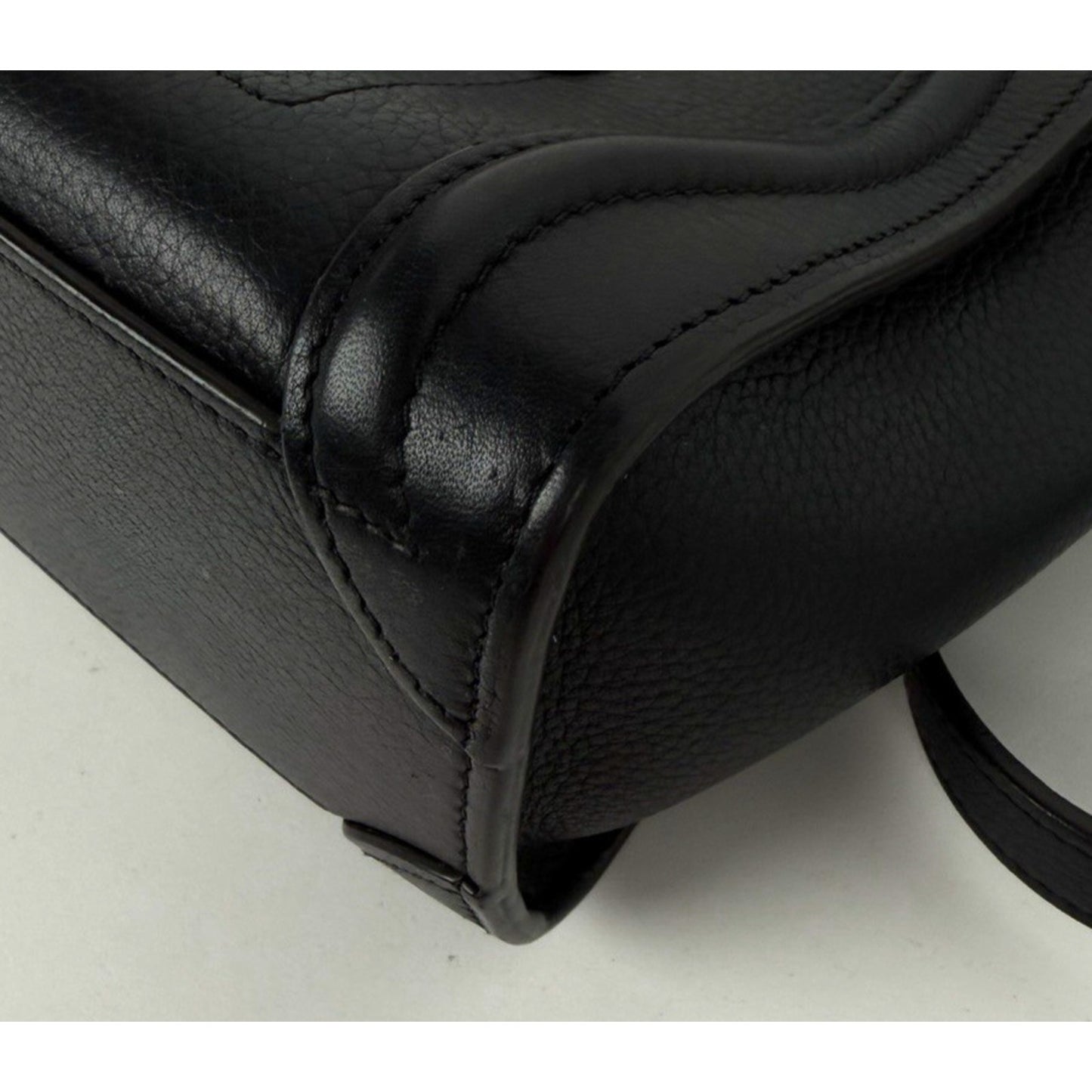 Celine Nano Luggage Bag in Black Structured Calfskin Leather S07