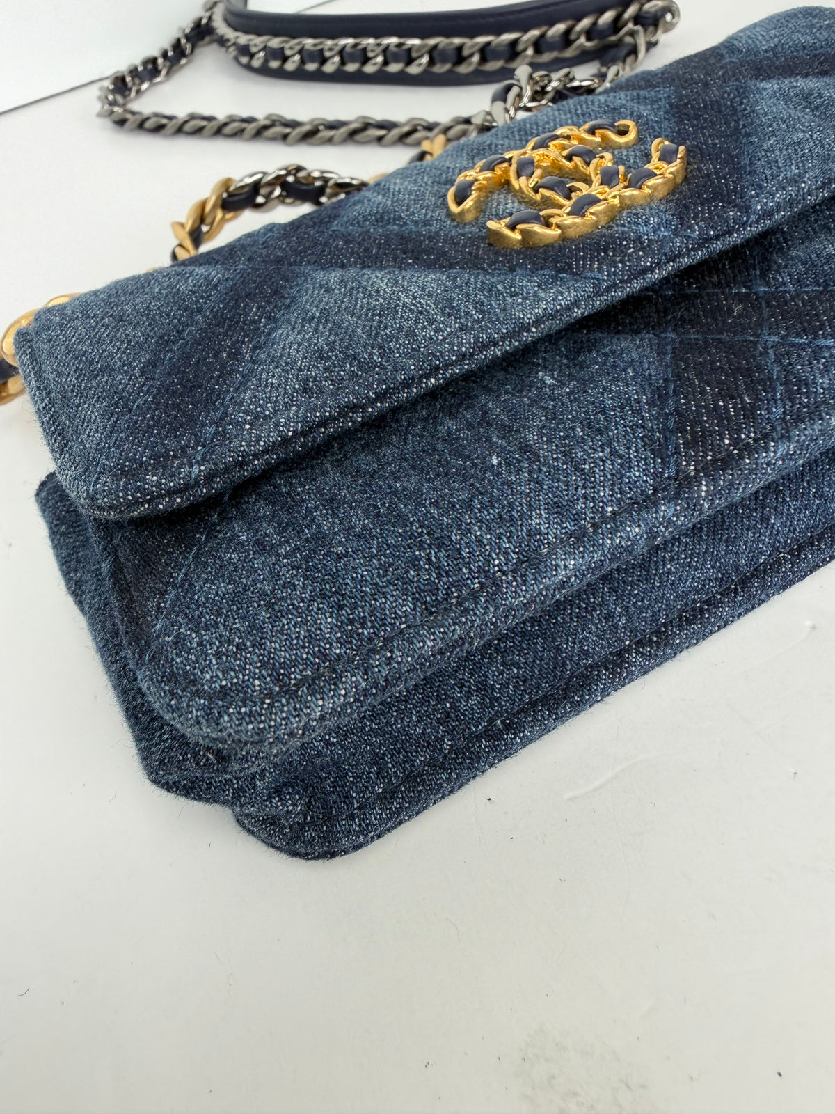 Chanel 19 Flap Bag Crafted in Blue Quilted Denim NFC YC8 L1