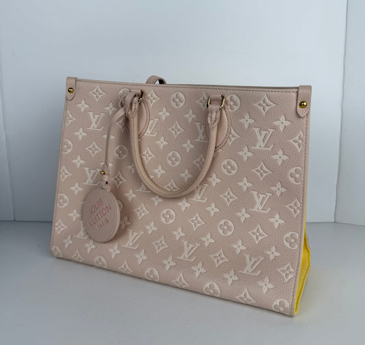 Louis Vuitton OnTheGo Spring in the City MM Tote Bag in Beige Empreinte Leather NFC C-9