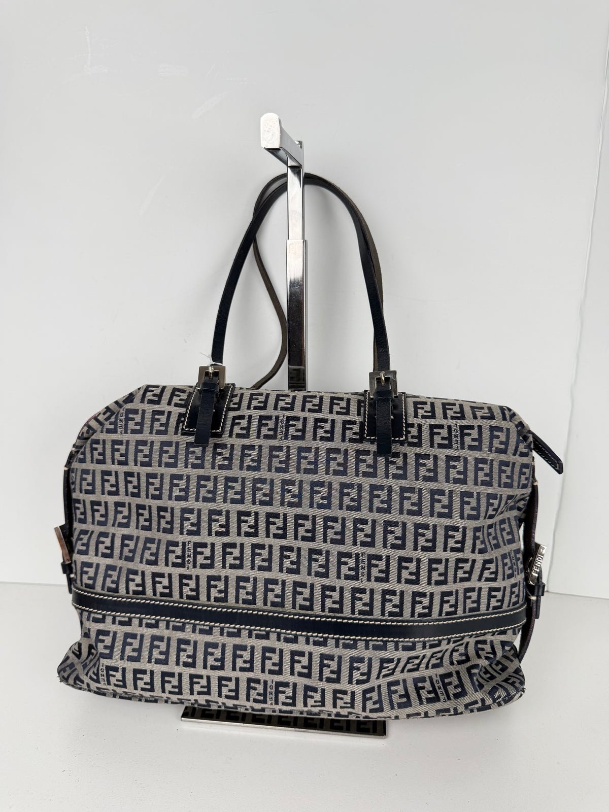 Fendi Zucchino Canvas Tote Bag in Blue FF Monogram