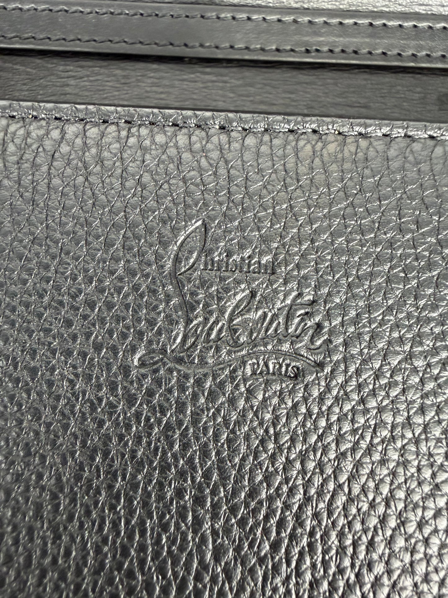 Christian Louboutin Paloma Clutch Bag in Black Leather with Spike Accents YS
