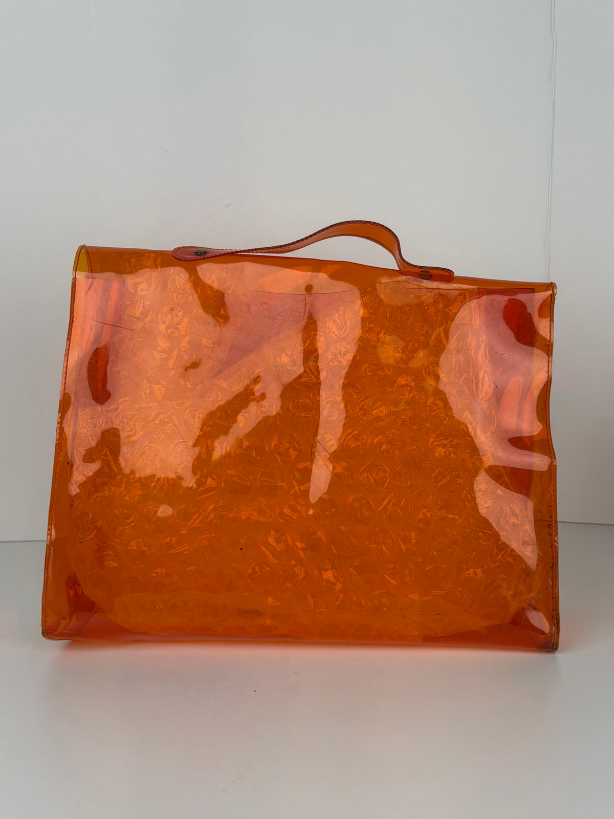 Hermes Souvenir De L'Exposition Kelly Orange Vinyl Hand Bag 1998