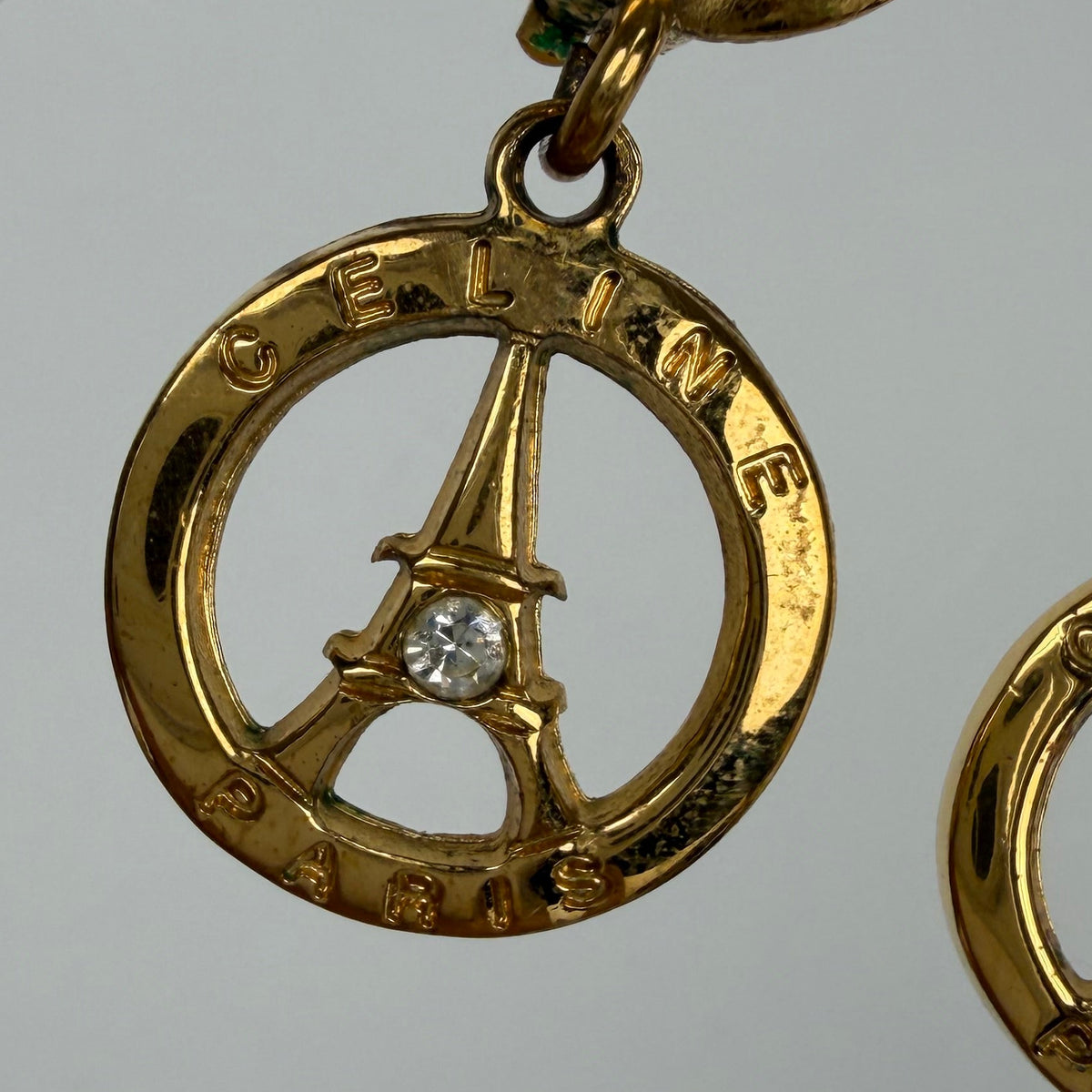 Celine Eiffel Tower Dangle Earrings in Gold-Tone Vintage K3