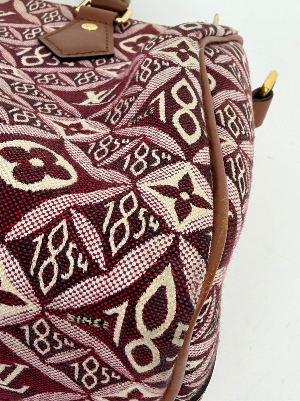 Louis Vuitton "Since 1854" Speedy Bandouliere 25 Handbag in Burgundy Monogram Jacquard 2020 YC8