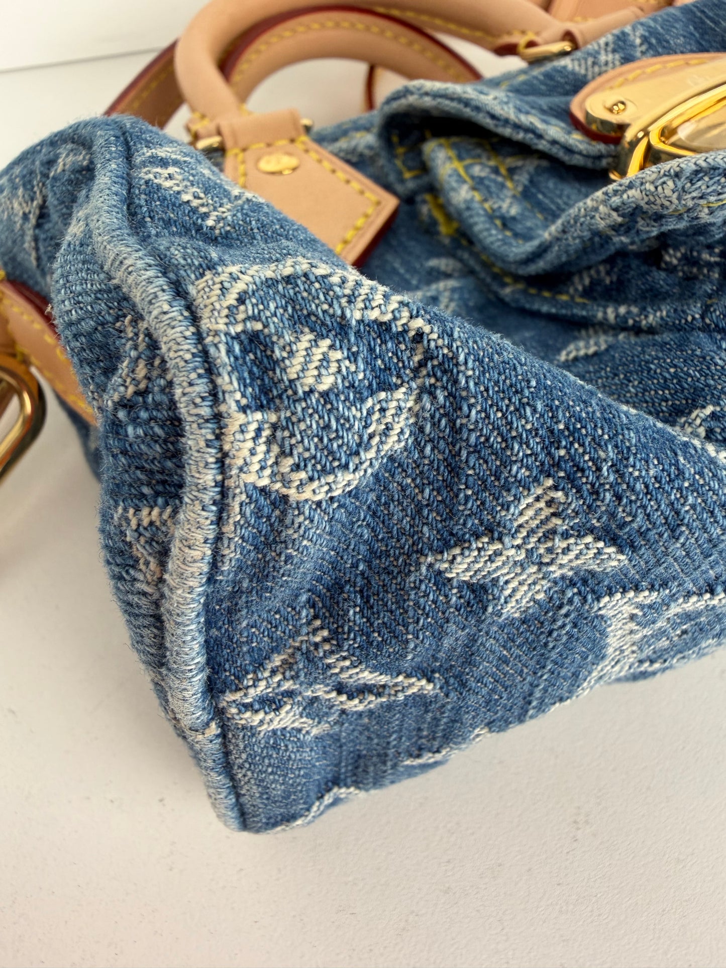Louis Vuitton Nano Speedy Crossbody Bag in Blue LV Monogram Denim NFC YC-5
