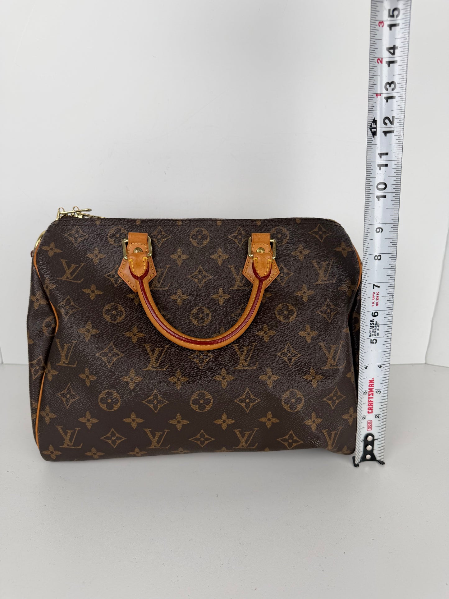 Louis Vuitton Monogram Speedy 30 Handbag in Brown LV Monogram Coated Canvas 2016 YE-8