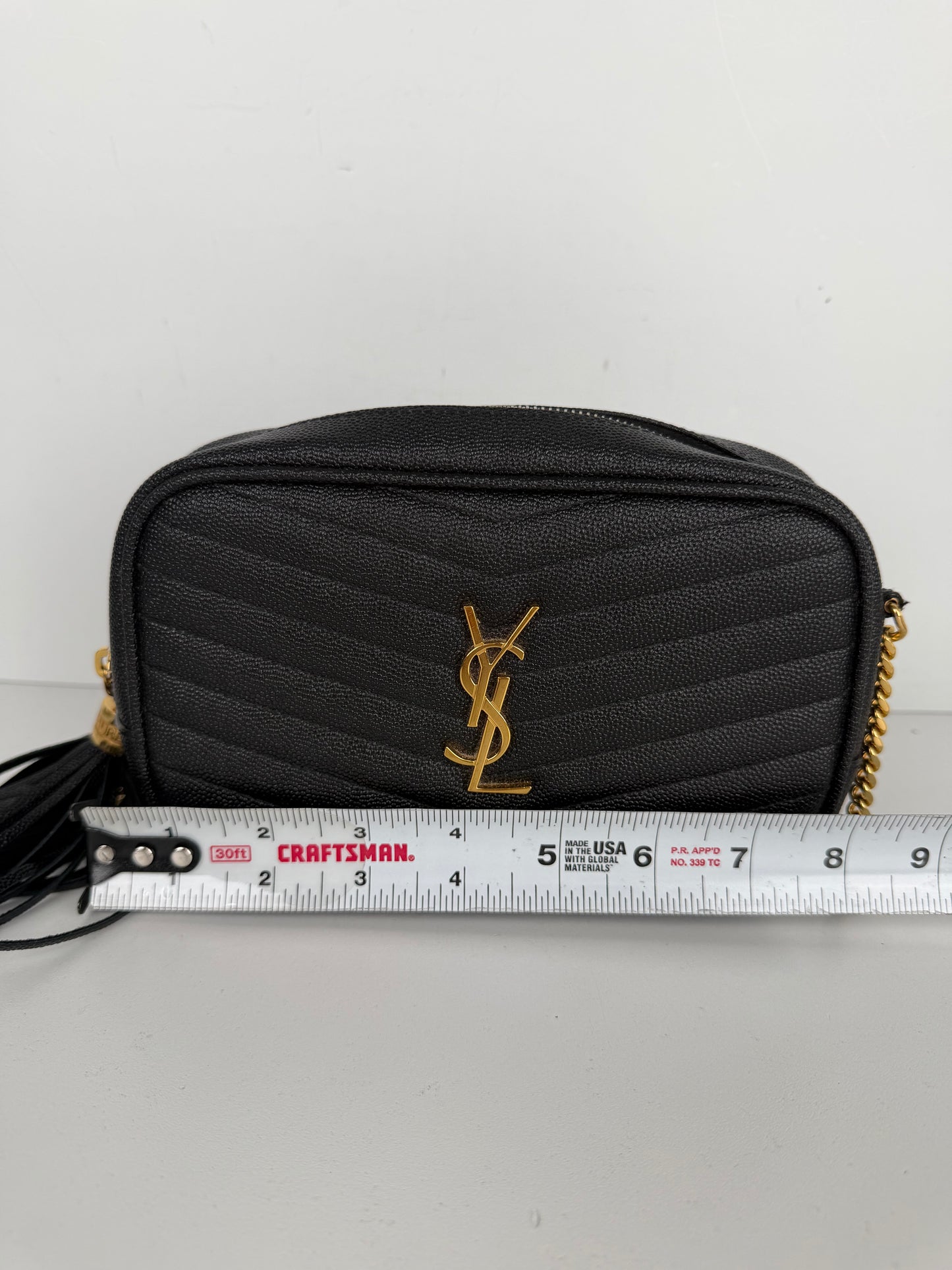Saint Laurent Lou Camera Bag Mini in Black Grain De Poudre Leather YS-11