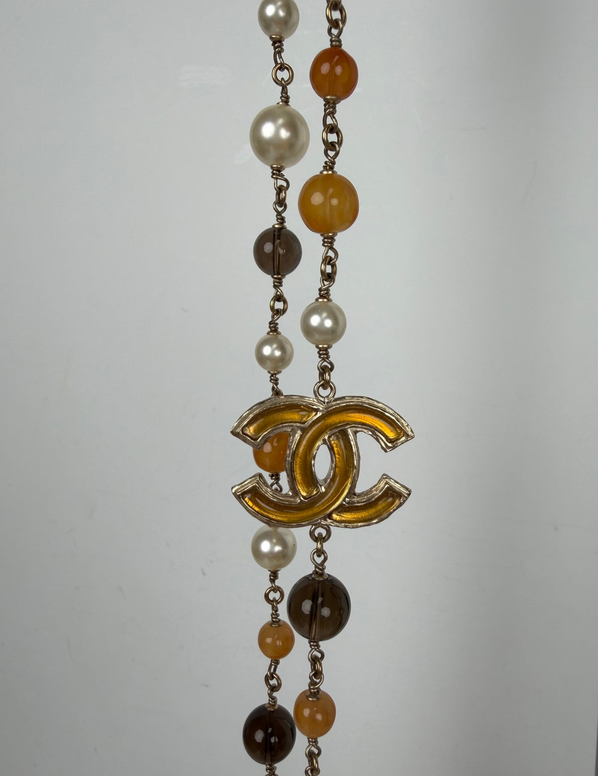 Chanel Long Beaded and Faux Pearl Station Necklace K-1
