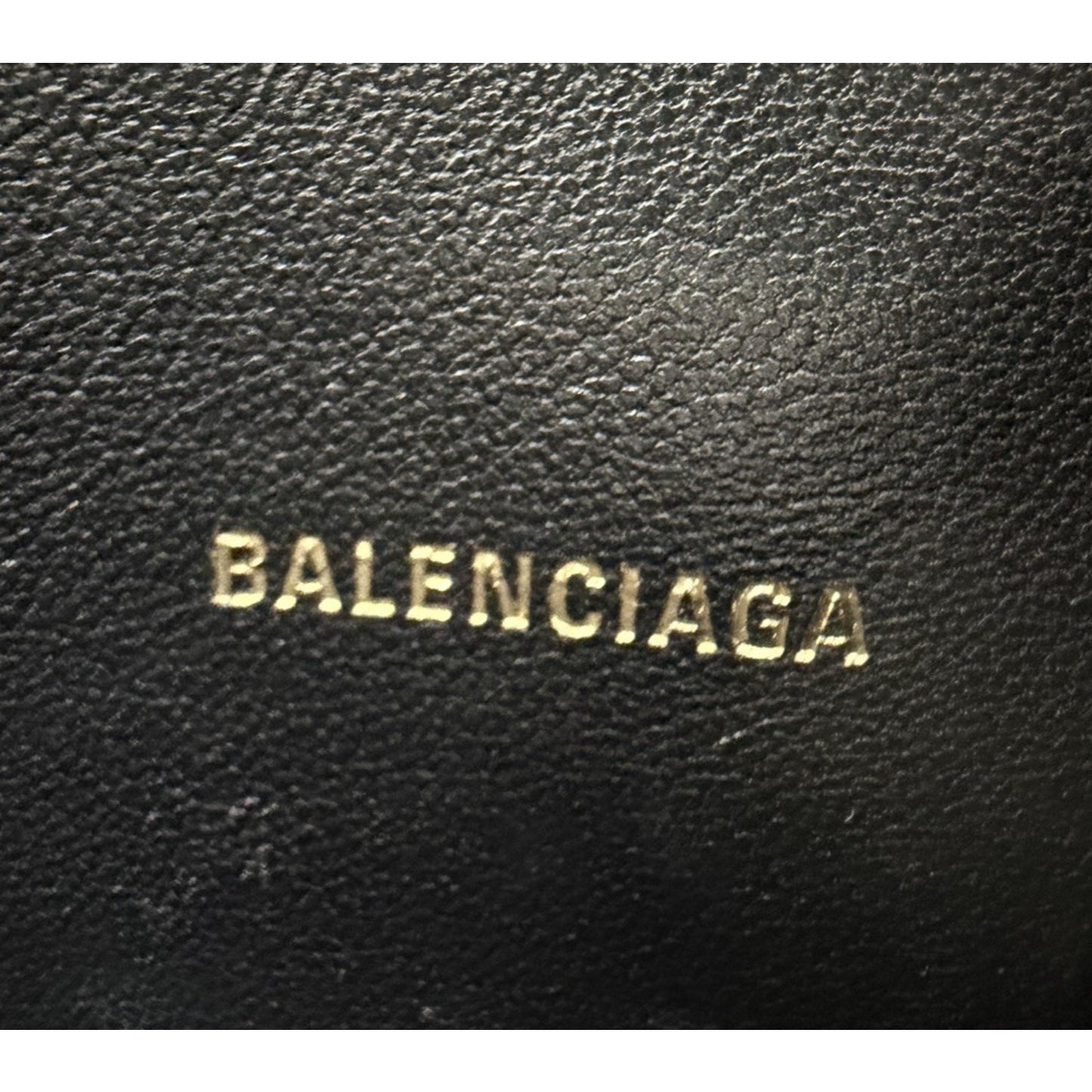Balenciaga Ville Clutch Bag in Black Grained Leather with White Logo S-16