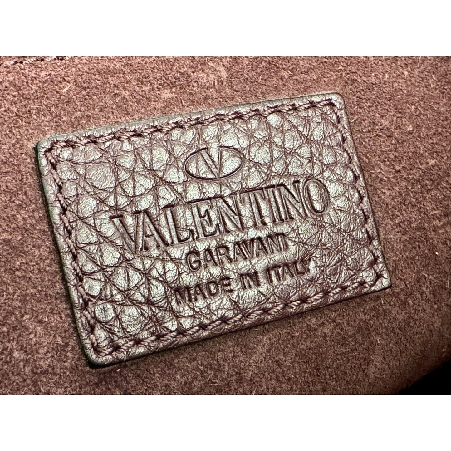 Valentino Garavani Rockstud Tote Bag Burgundy Leather Gold Hardware