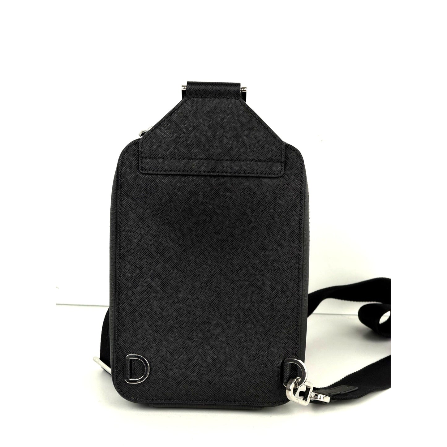 Prada Brique Saffiano Leather Shoulder Bag Black