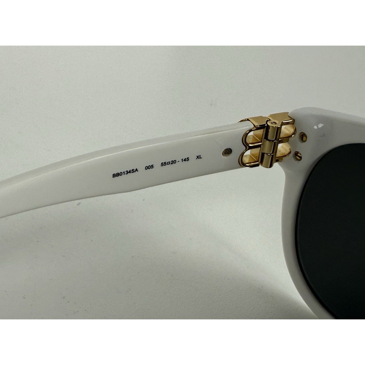 Balenciaga Sunglasses 55mm XL White Frame Gold hardware Black Lenses