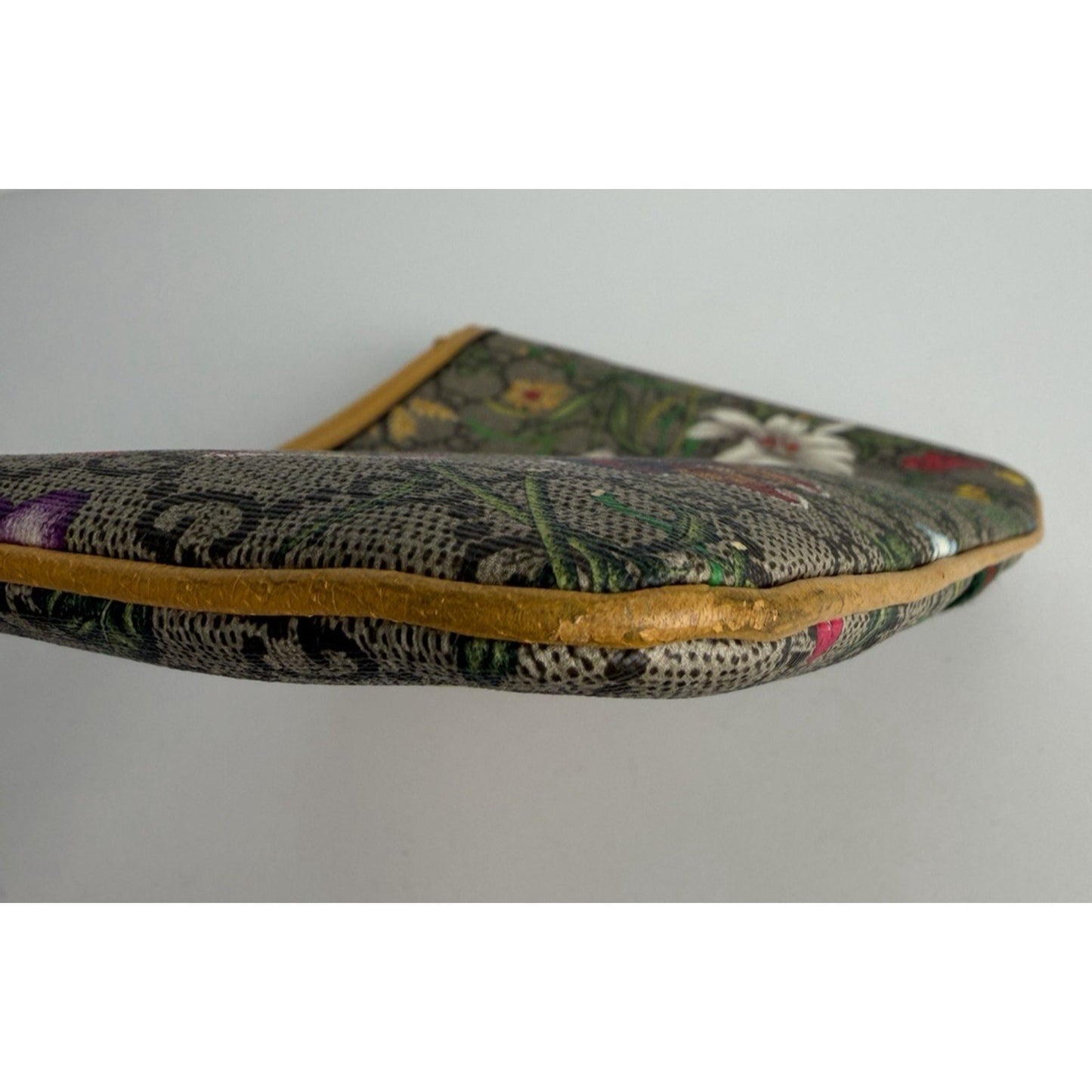 Gucci Large Ophidia Flora GG Pouch Bag in Canvas & Yellow Leather Trim S03