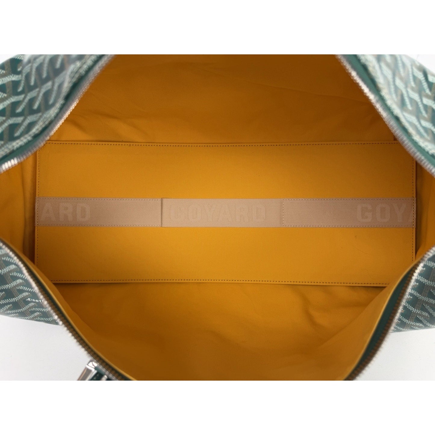 Goyard Boston 45 Travel Bag in Green Goyardine Canvas with Leather Trim