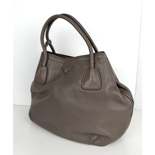 Prada Sacca 2 Manici Tote Bag in Gray Vitello Daino Leather S