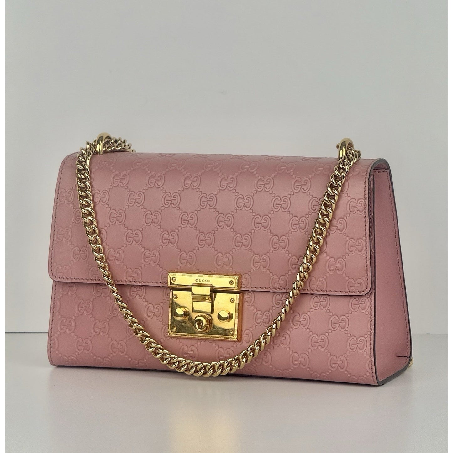 Gucci GG Signature Padlock Small Pink Leather Women’s Shoulder Bag