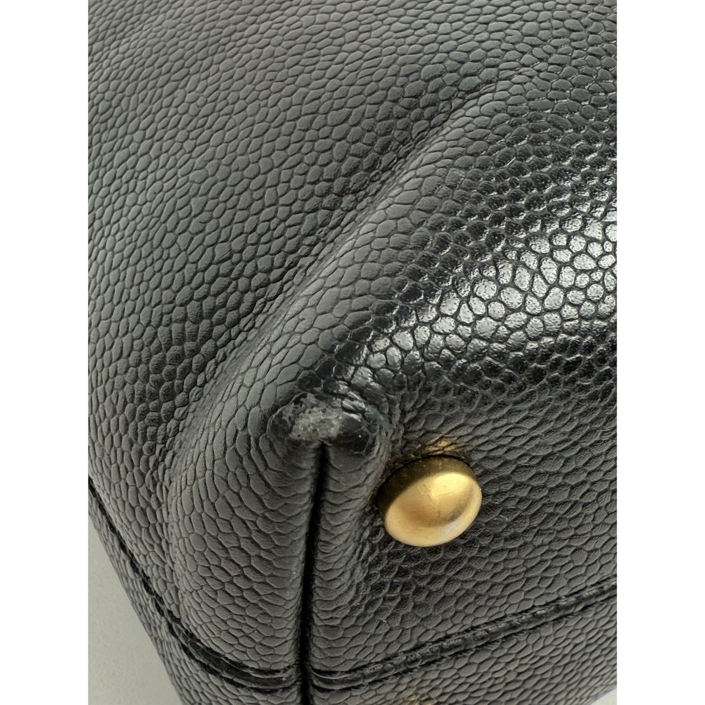 CHANEL Vintage CC Open Tote Black Caviar Leather Bag