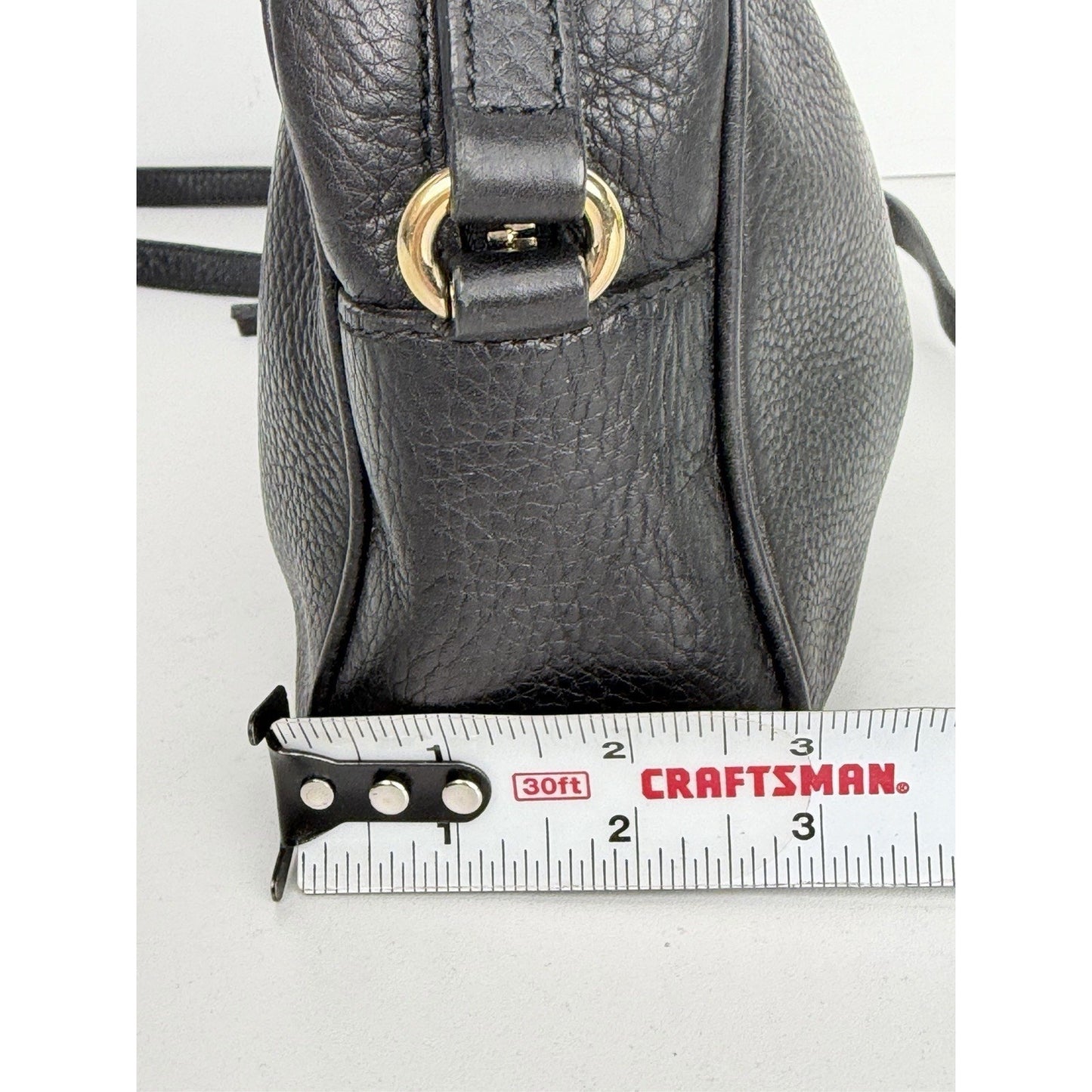 Gucci Soho Small Disco Shoulder Bag in Black Pebbled Calfskin Leather S19