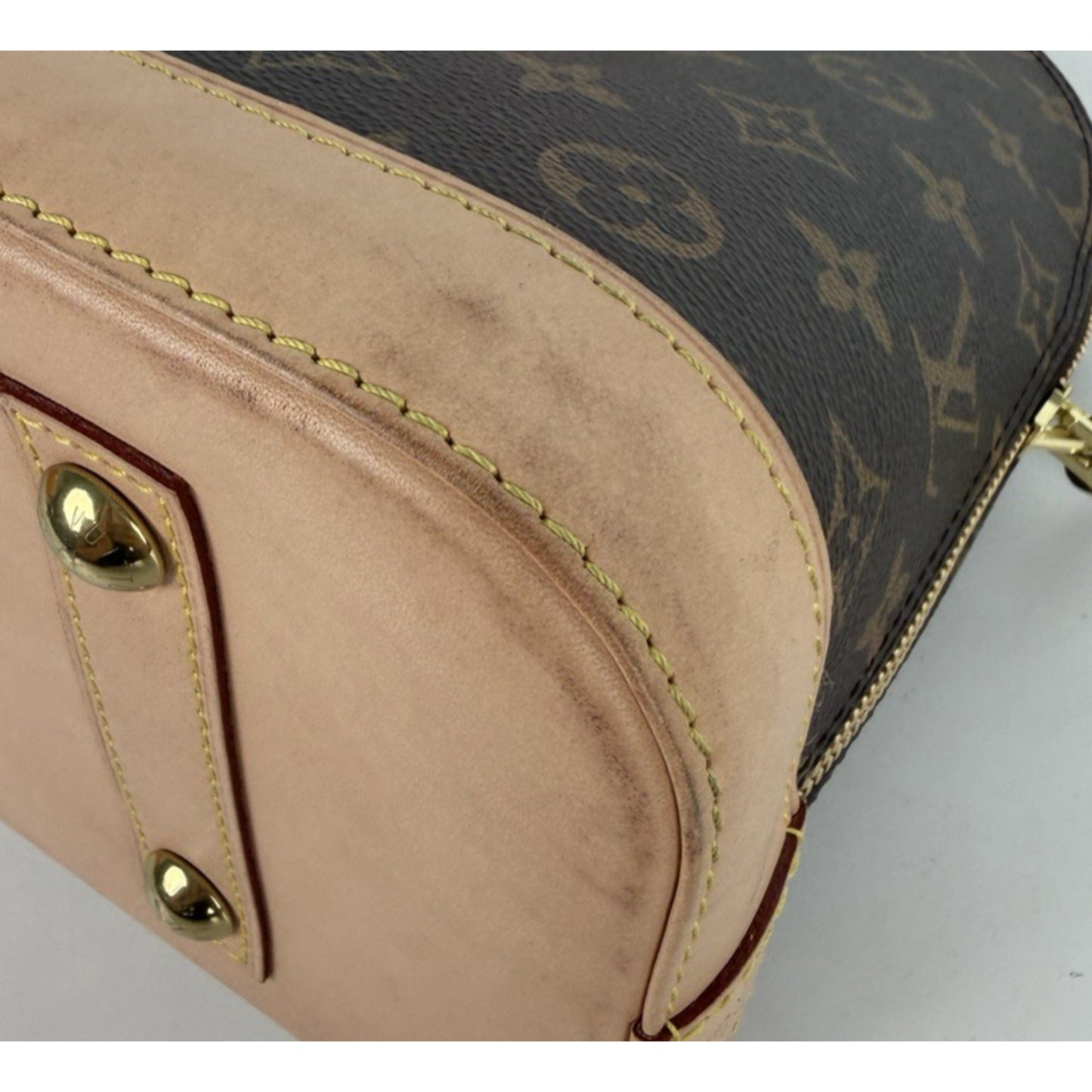 Louis Vuitton Alma PM Bag in Brown Coated Canvas with Leather Trim NFC S