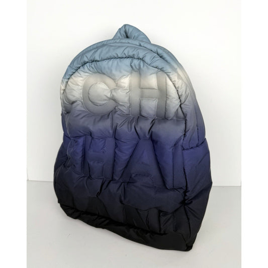Chanel Doudoune Puffer Backpack in Blue Ombre Logo Embossed Nylon 2018 B-6