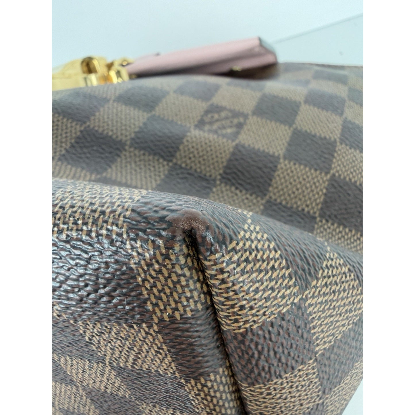 Louis Vuitton Clapton Backpack Damier Ebene Coated Canvas&Pink Leather Flap D8