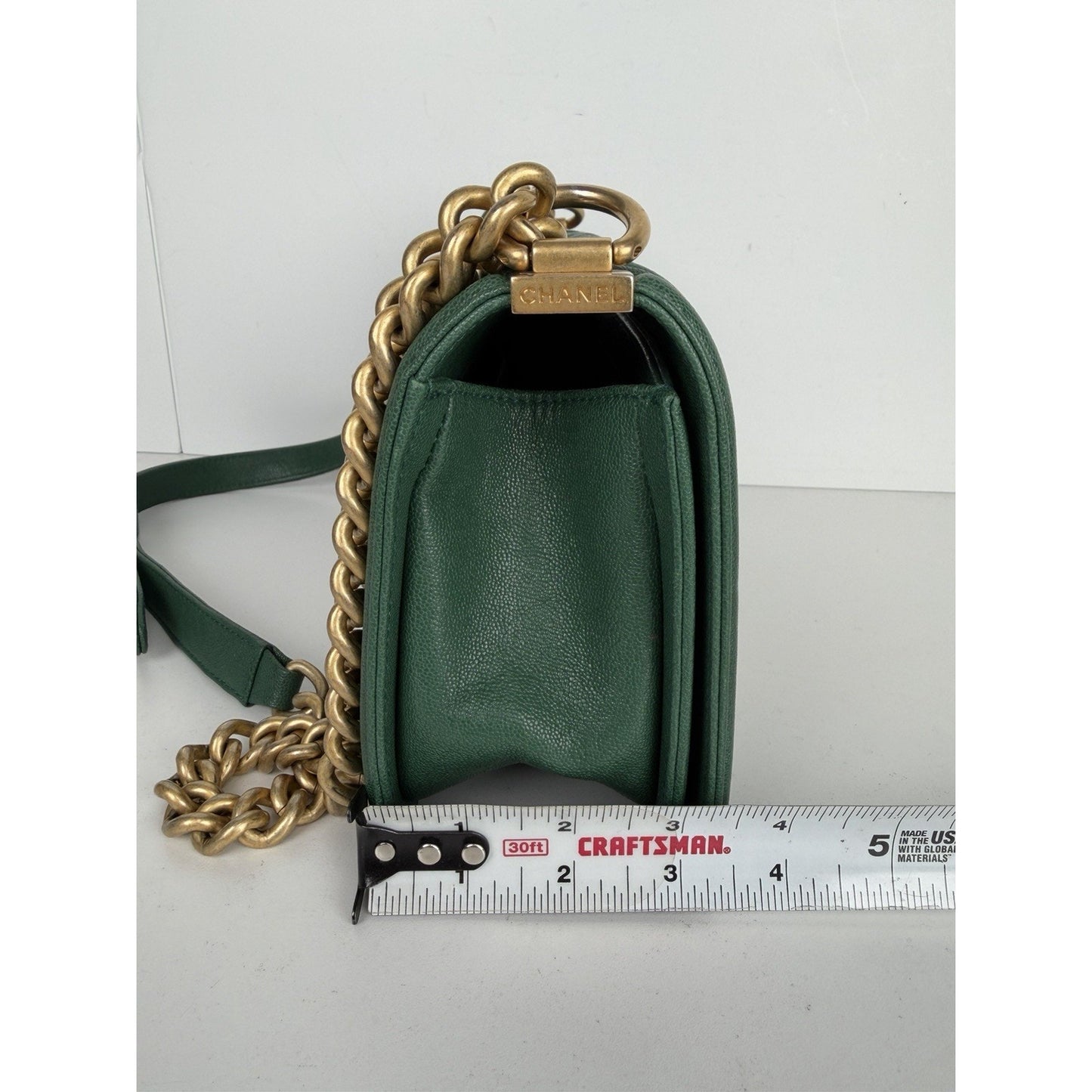 Chanel Boy Flap Bag Medium in Green Caviar Leather Gold Hardware 2018–2019 C-9