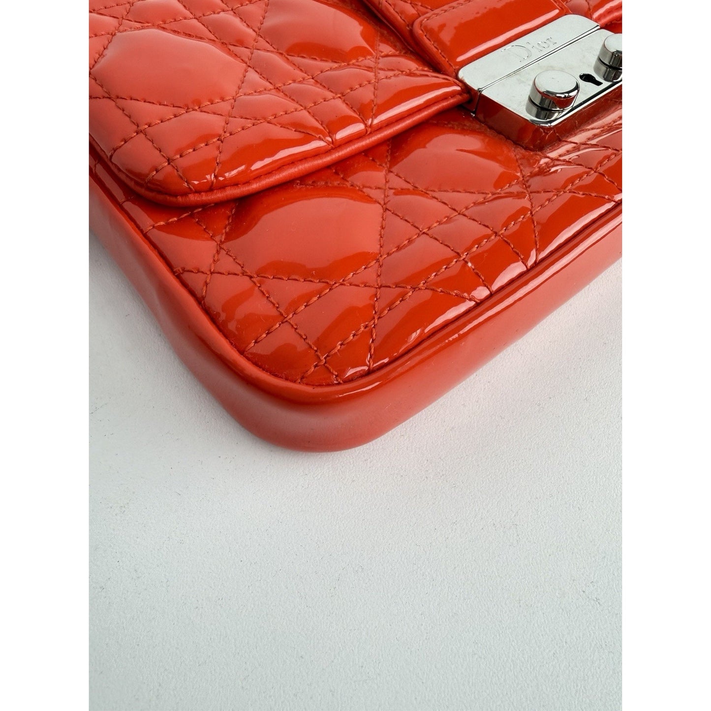 Christian Dior Miss Dior Cannage Patent Leather Wallet on Chain Red S11