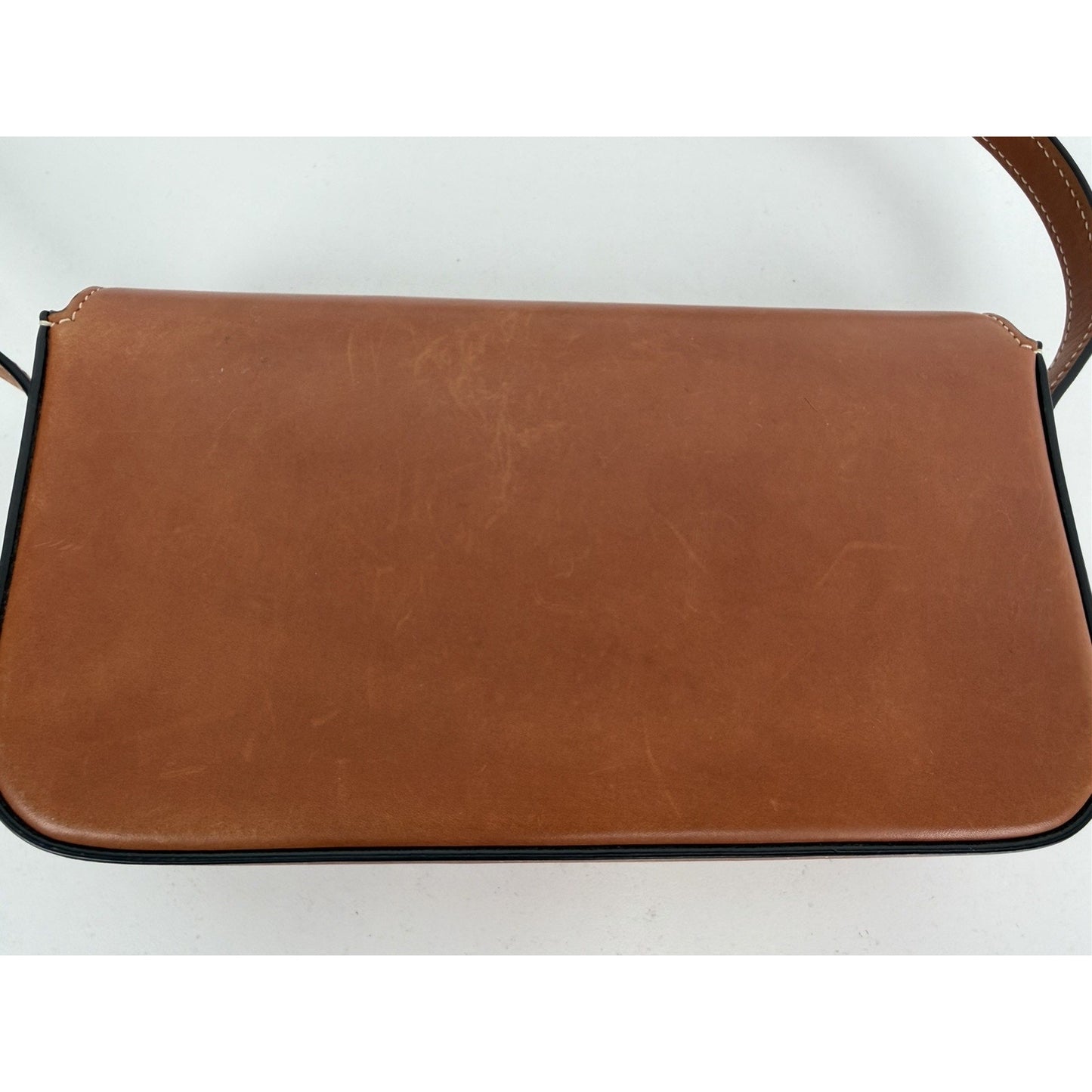 Celine Triomphe Claude Shoulder Bag in Natural Calfskin Leather Gold Hardware C5