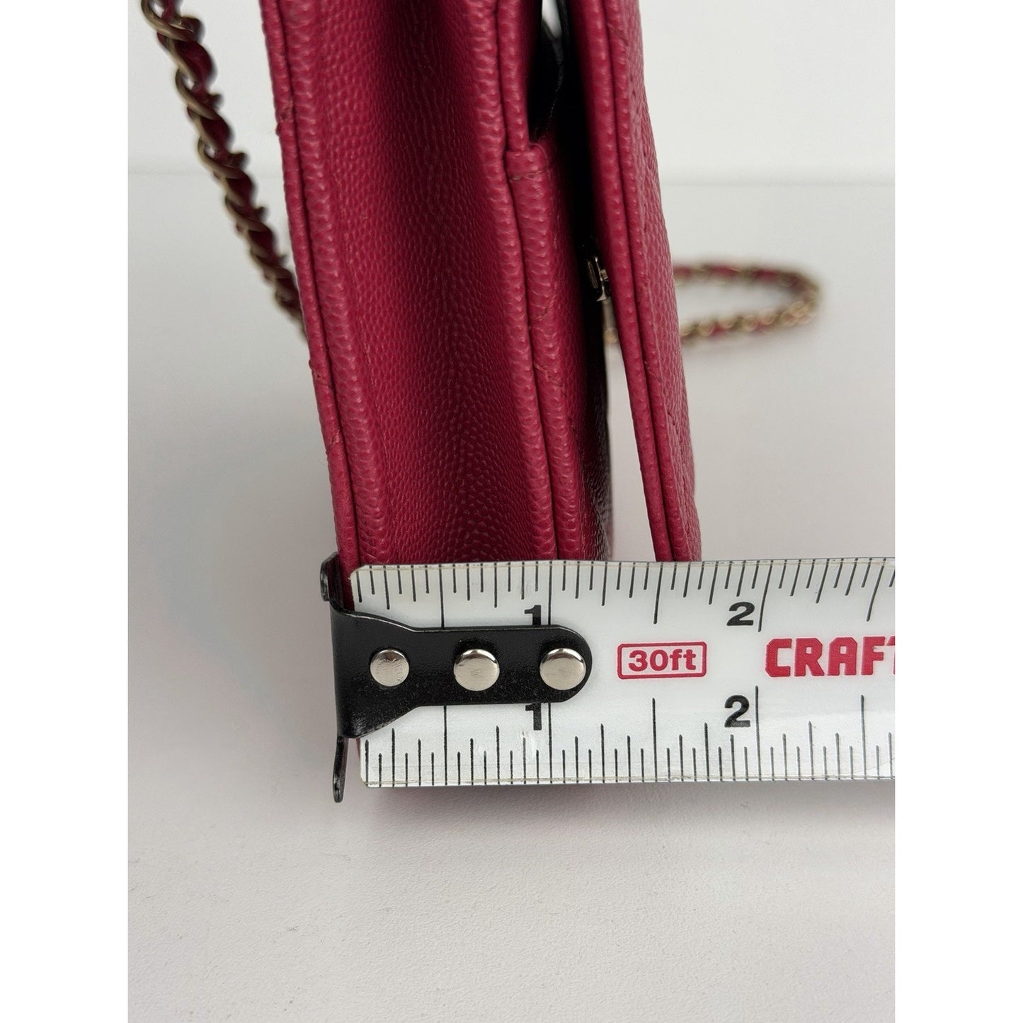 Chanel Classic Flap Wallet on Chain in Dark Pink Quilted Caviar Leather NFC U3