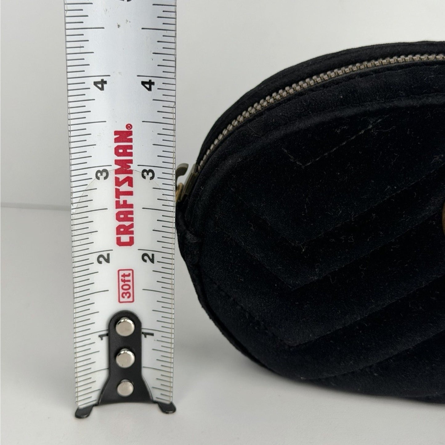 Gucci GG Marmont Belt Bag Plush Black Matelasse Velvet & Gold-Tone Hardware S16