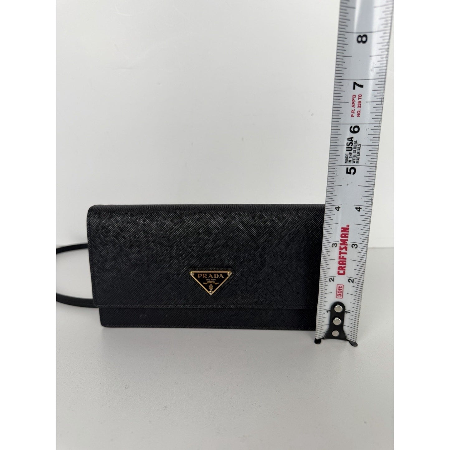 Prada Mini Signature Logo Crossbody Bag in Black Saffiano Leather S10