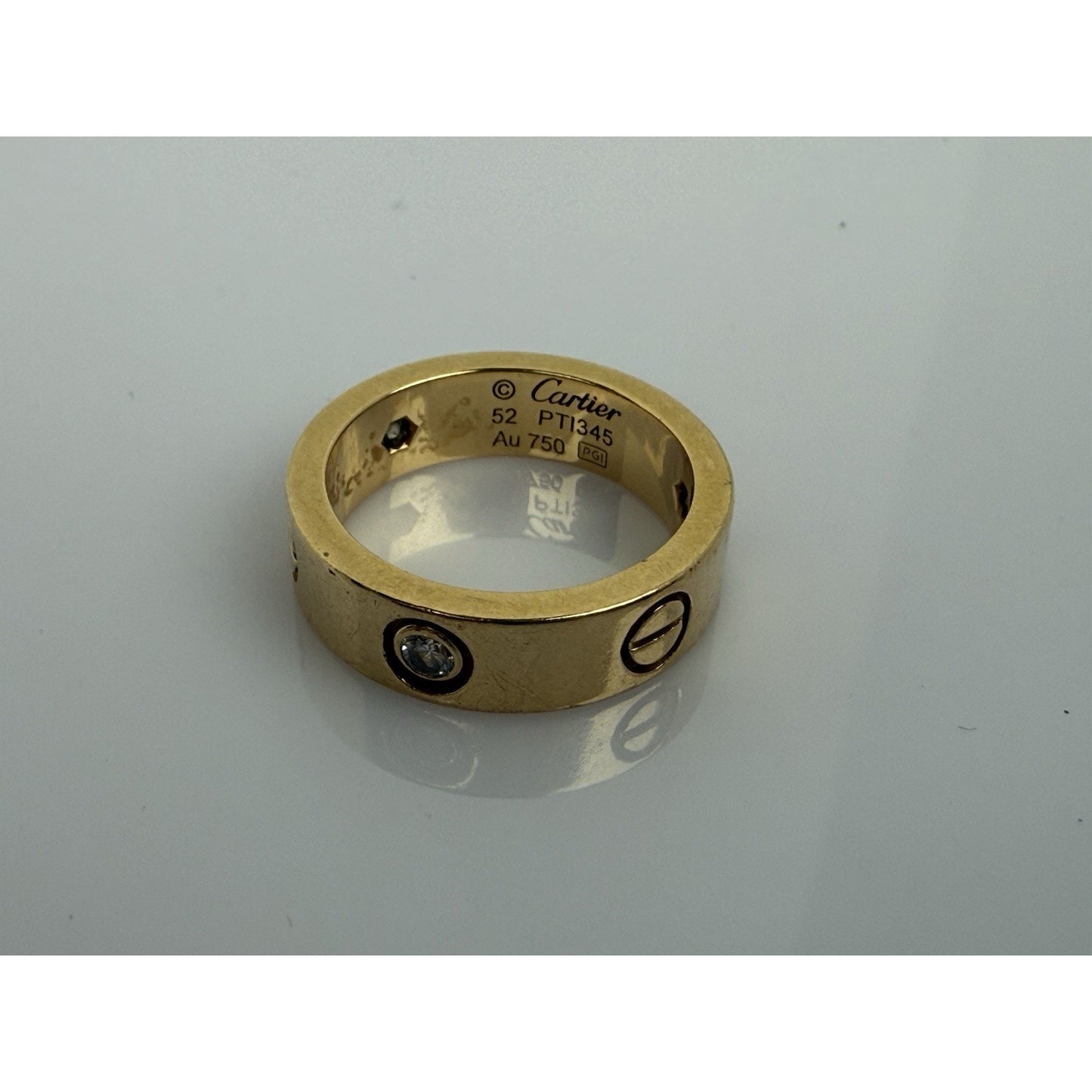 Cartier LOVE Classic Ring Band 18k Yellow Gold & Diamonds 52 Size 6
