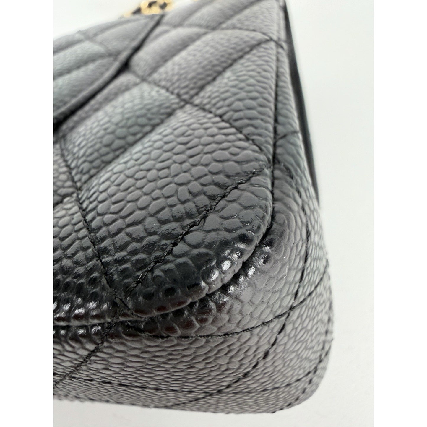 Chanel Classic Double Flap Bag Medium in Black Quilted Caviar Leather NFC D-8