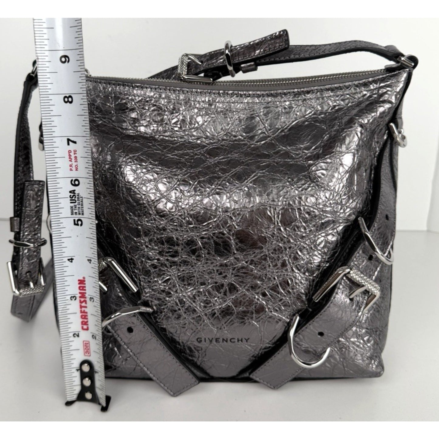 Givenchy Voyou Small Bag is Crafted From Metallic Crinkled Leather S