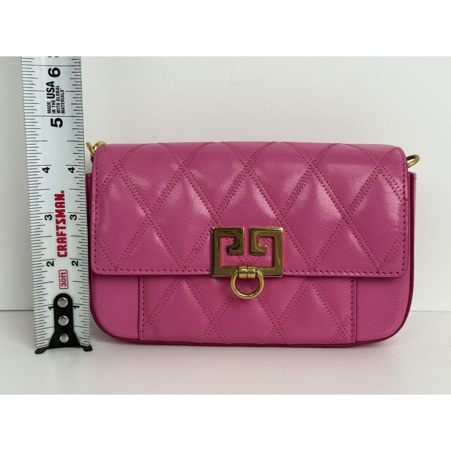 Givenchy Quilted Goatskin GV3 Mini Pocket Convertible Bag Pink w Gold Hardware