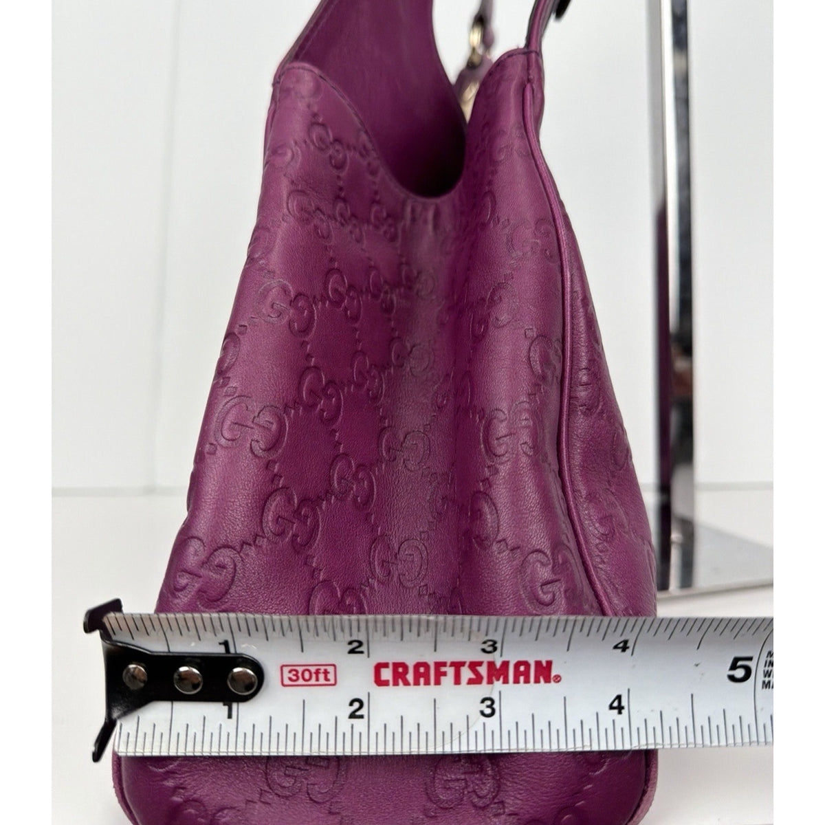 Gucci Charmy Hobo Shoulder Bag in Purple Guccissima Leather Silver Hardware S-05