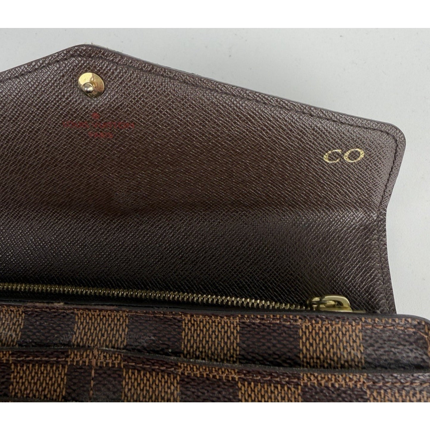 Louis Vuitton Sarah Wallet Damier Ebene Checkered Pattern Canvas S