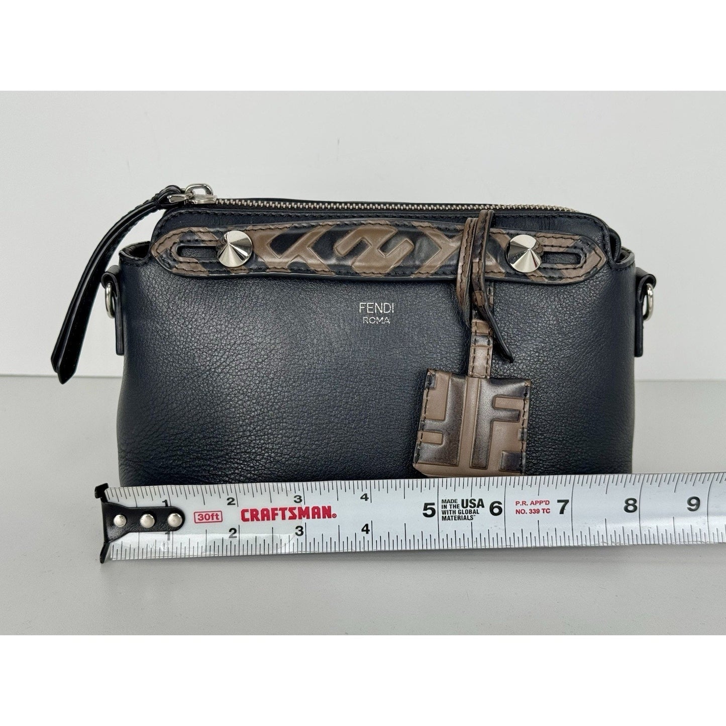 Fendi By The Way Mini Bag Black Leather Brown Trim B-1