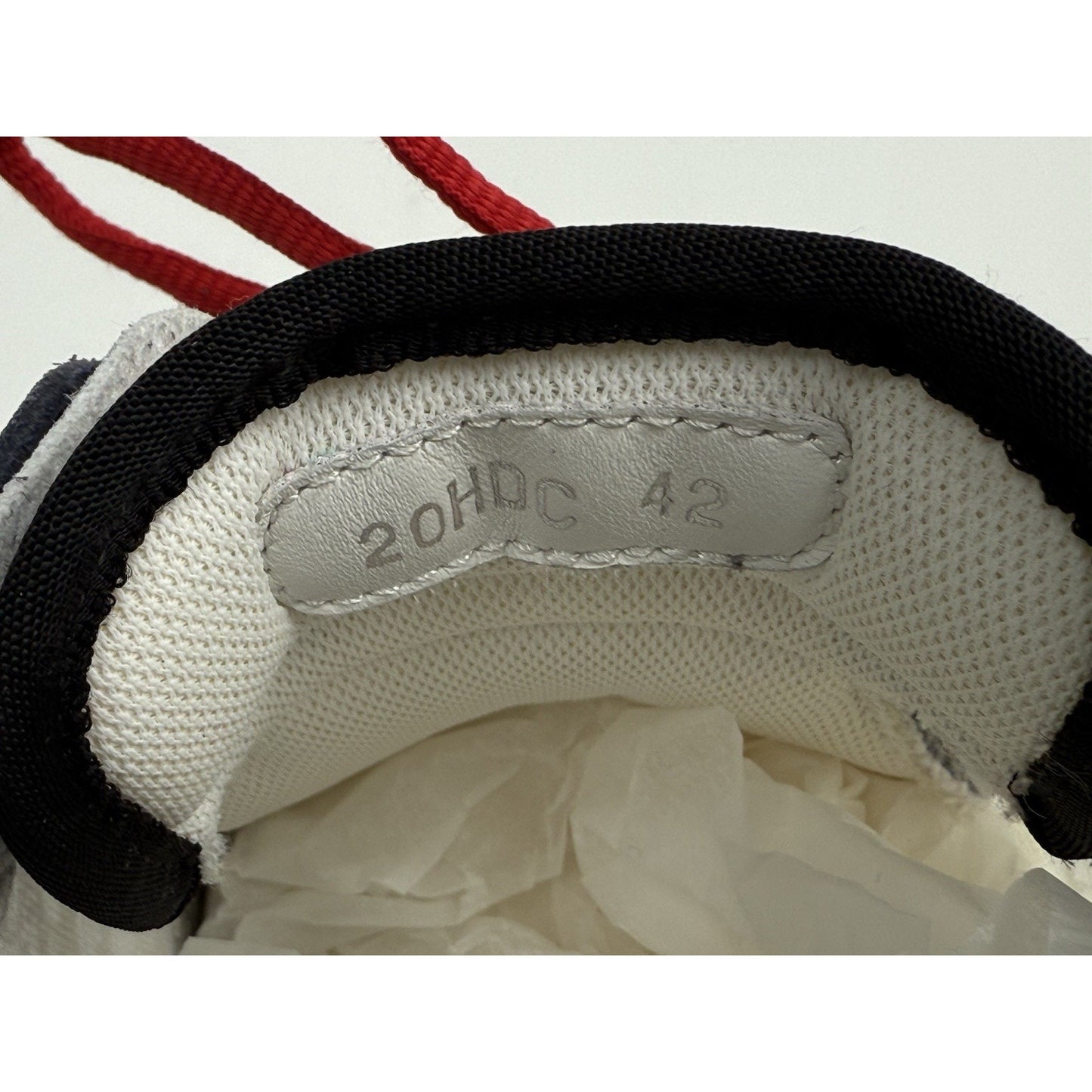 Dior Men’s White and Blue Sneakers with Red Laces, Size 42