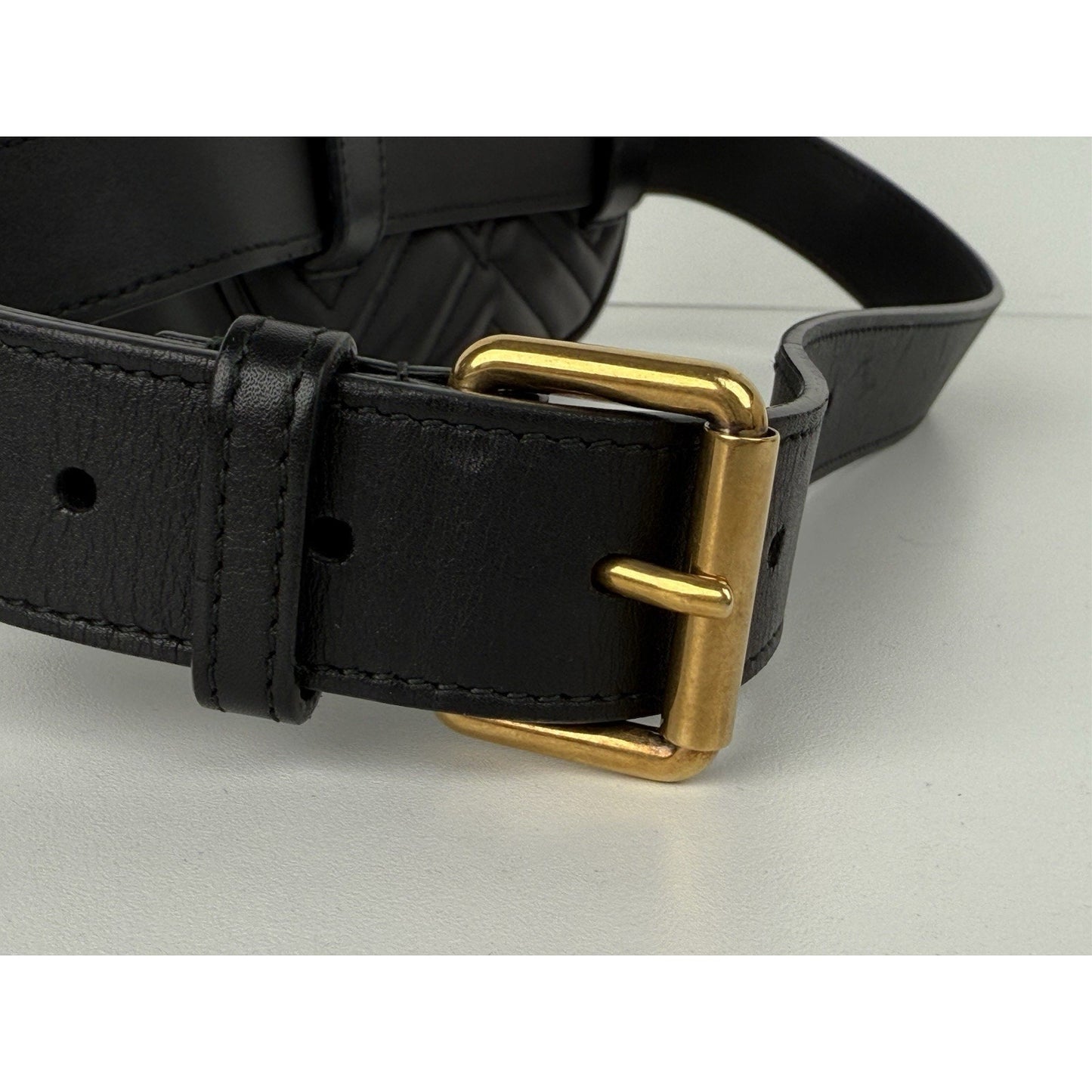 Gucci GG Marmont Black Matelasse Leather Belt Bag