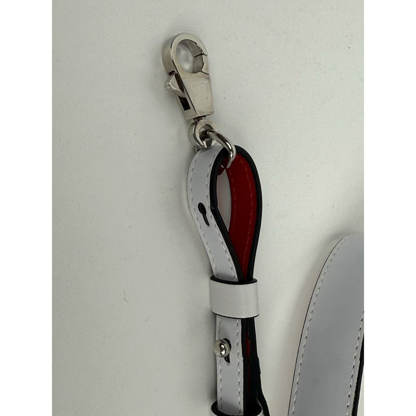 Christian Louboutin White Sky Pouch Clutch with Spike Studs and Silver Hardware